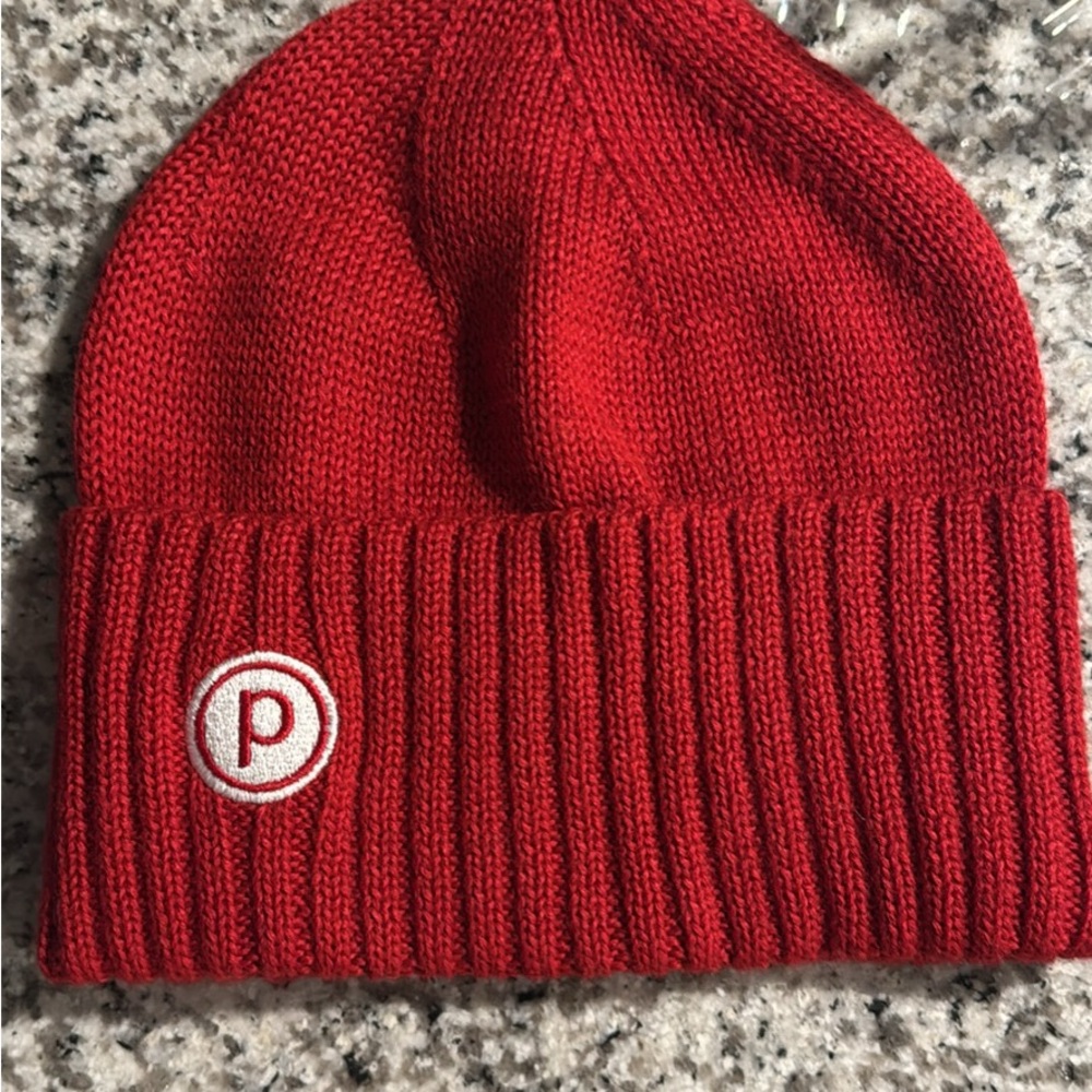 Pure Barre Red Knit Beanie